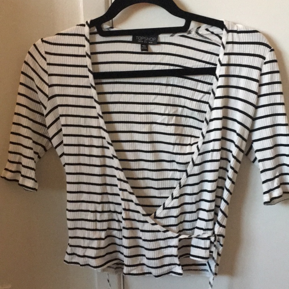 Topshop stripe wrap top